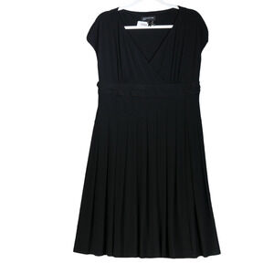 Jones NY Dress Womens Size 14 Black Faux Wrap Slinky Stretch Career Little Black